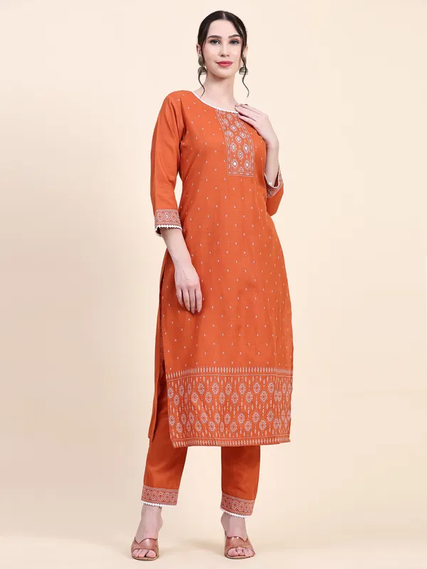 Orange_Cotton_Blend_Printed_Straight_Kurta_,_Trouser_&_Dupatta_Set_Set_For_Women