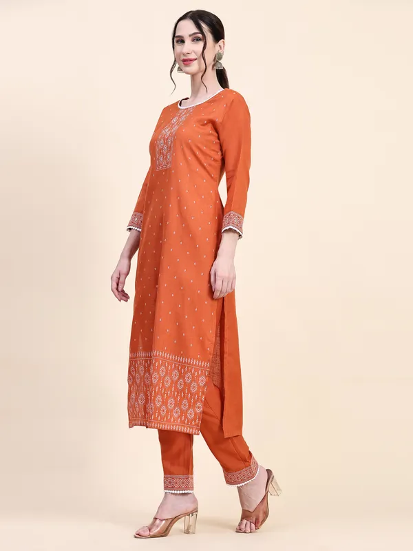 Orange_Cotton_Blend_Printed_Straight_Kurta_,_Trouser_&_Dupatta_Set_Set_For_Women