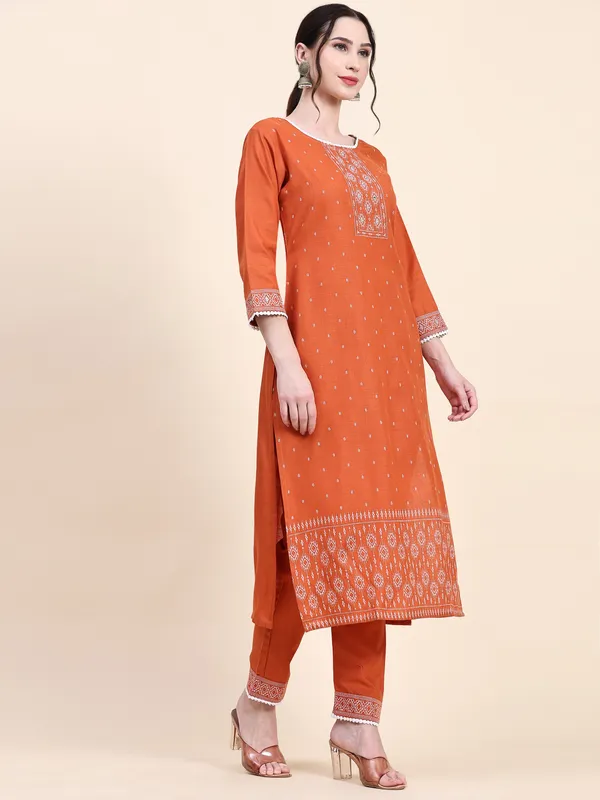 Orange_Cotton_Blend_Printed_Straight_Kurta_,_Trouser_&_Dupatta_Set_Set_For_Women