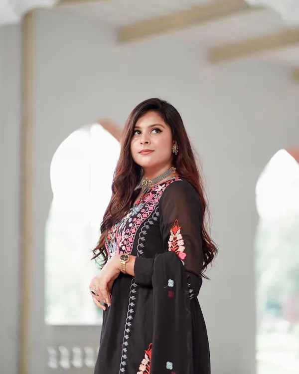 Black_Georgette_Embroidered_Straight_Kurta_,_Palazzo_&_Dupatta_Set_Set_For_Women
