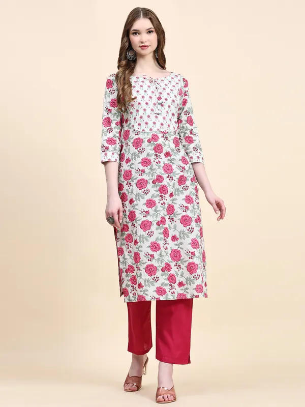 White_Pure_Cotton_Printed_Straight_Kurta_,_Trouser_&_Dupatta_Set_Set_For_Women