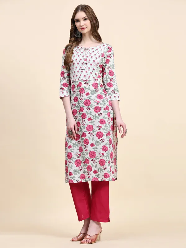 White_Pure_Cotton_Printed_Straight_Kurta_,_Trouser_&_Dupatta_Set_Set_For_Women