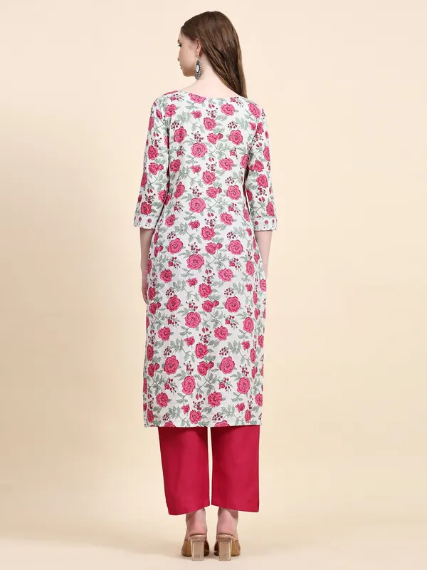 White_Pure_Cotton_Printed_Straight_Kurta_,_Trouser_&_Dupatta_Set_Set_For_Women