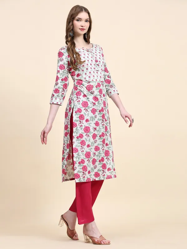 White_Pure_Cotton_Printed_Straight_Kurta_,_Trouser_&_Dupatta_Set_For_Women
