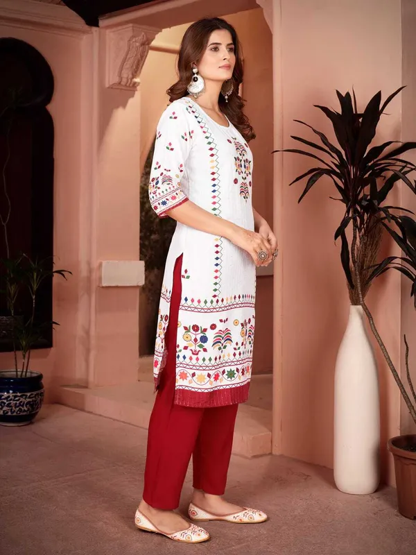 Maroon_Polyester_Self_Design_Straight_Kurta_,_Palazzo_&_Dupatta_Set_Set_For_Women