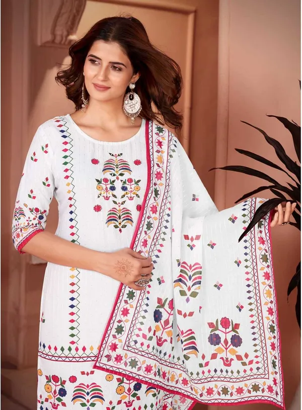 White_Polyester_Printed_Straight_Kurta_,_Palazzo_&_Dupatta_Set_Set_For_Women