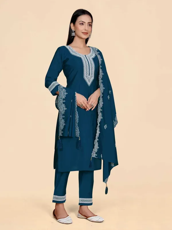 Blue_Silk_Blend_Embroidered_Straight_Kurta_,_Palazzo_&_Dupatta_Set_Set_For_Women
