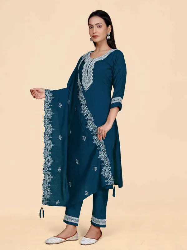 Blue_Silk_Blend_Embroidered_Straight_Kurta_,_Palazzo_&_Dupatta_Set_Set_For_Women