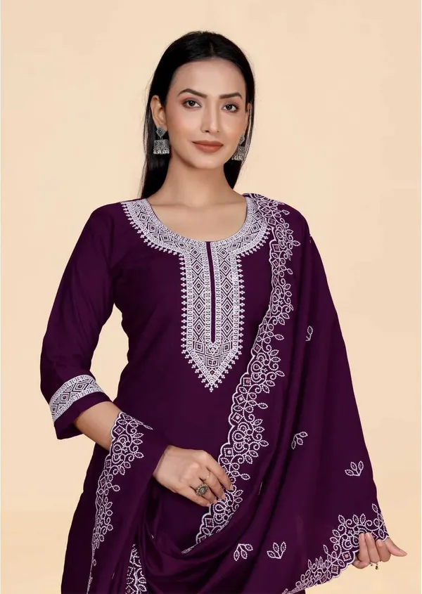 Purple_Silk_Blend_Embroidered_Straight_Kurta_,_Palazzo_&_Dupatta_Set_Set_For_Women