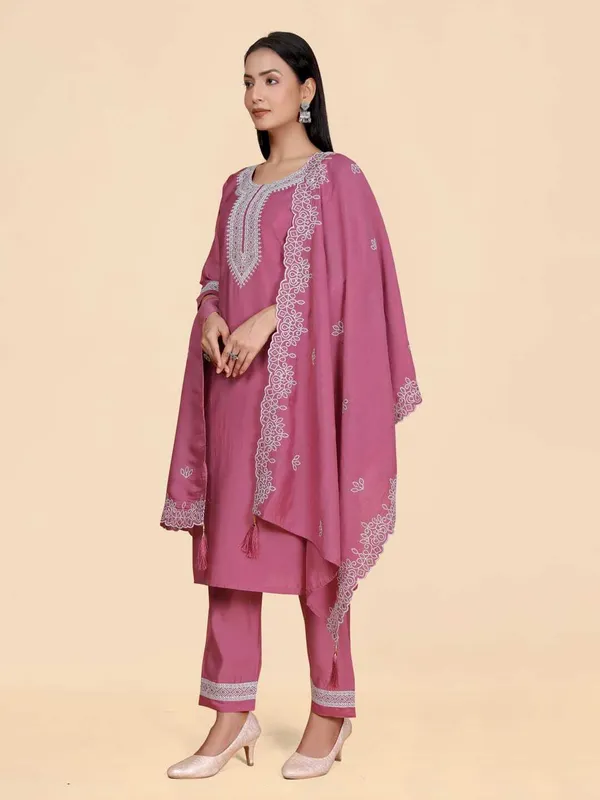 Pink_Silk_Blend_Embroidered_Straight_Kurta_,_Palazzo_&_Dupatta_Set_Set_For_Women