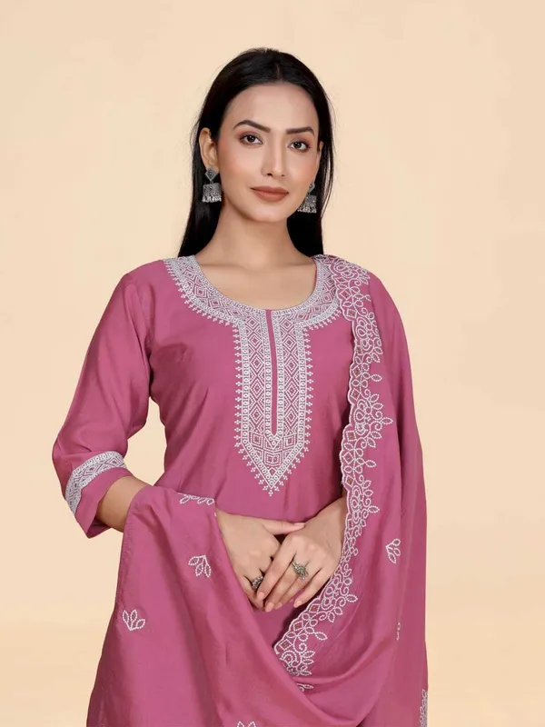 Pink_Silk_Blend_Embroidered_Straight_Kurta_,_Palazzo_&_Dupatta_Set_Set_For_Women