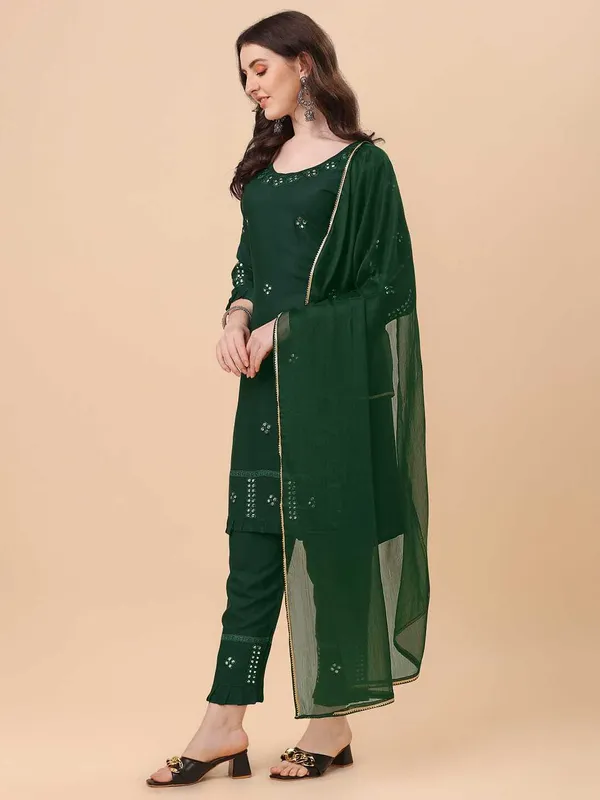 Green_Viscose_Rayon_Self_Design_Straight_Kurta_,_Palazzo_&_Dupatta_Set_Set_For_Women