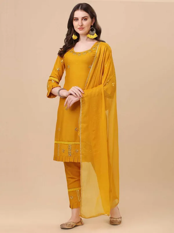 Yellow_Viscose_Rayon_Self_Design_Straight_Kurta_,_Palazzo_&_Dupatta_Set_Set_For_Women
