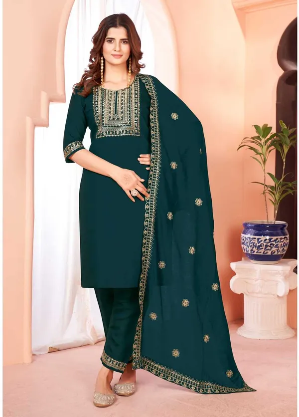 Blue_Chanderi_Cotton_Embroidered_Straight_Kurta_,_Palazzo_&_Dupatta_Set_Set_For_Women