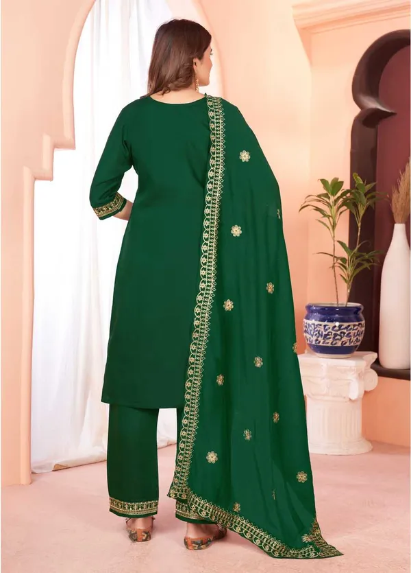 Green_Chanderi_Cotton_Embroidered_Straight_Kurta_,_Palazzo_&_Dupatta_Set_Set_For_Women