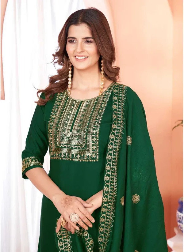 Green_Chanderi_Cotton_Embroidered_Straight_Kurta_,_Palazzo_&_Dupatta_Set_Set_For_Women