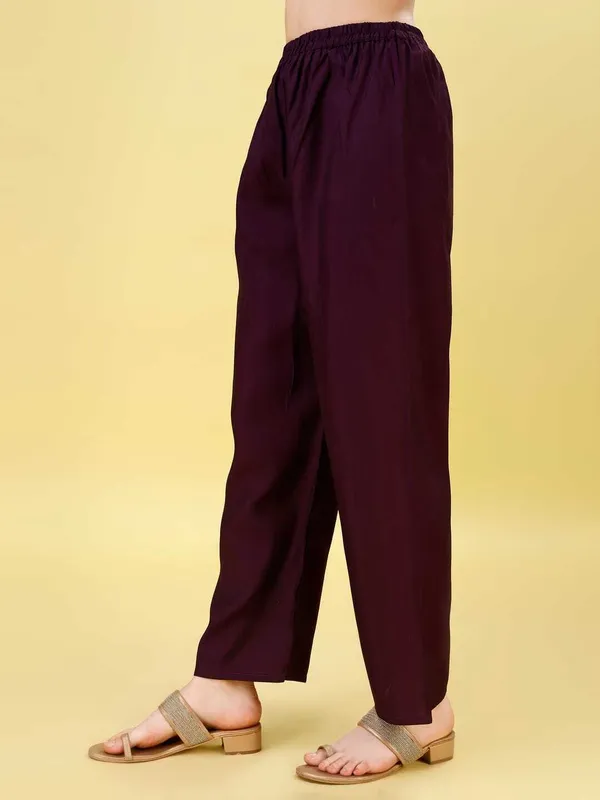 Maroon_Chanderi_Cotton_Self_Design_Straight_Kurta_,_Palazzo_&_Dupatta_Set_Set_For_Women