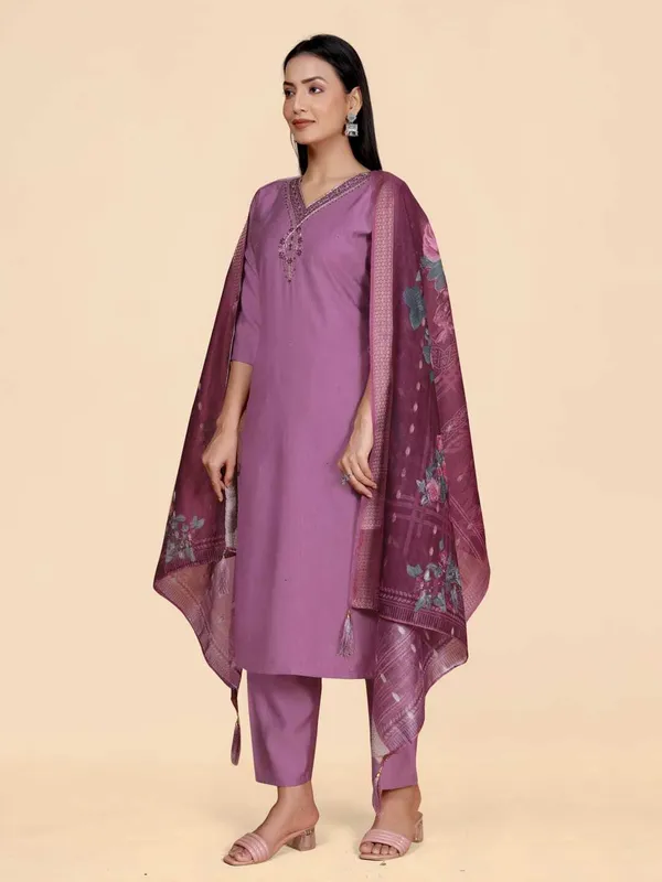 Purple_Viscose_Rayon_Self_Design_Straight_Kurta_,_Palazzo_&_Dupatta_Set_Set_For_Women