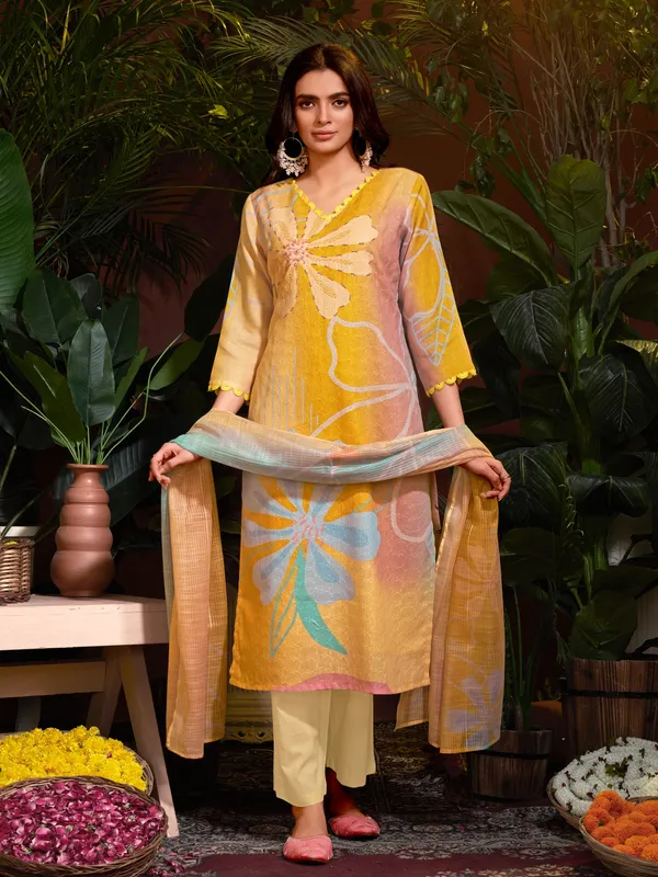 Suha_Womens_Fashion_Ethnic_Mustard_Color_Kurta_Sets