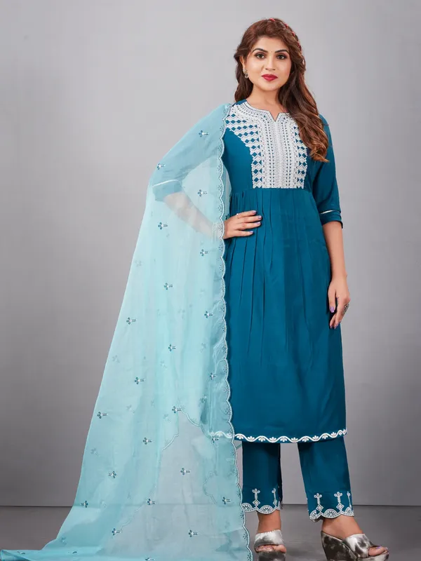 Suha_Womens_Fashion_Ethnic_Blue_Color_Kurta_Sets