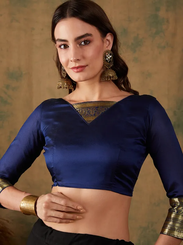 Dark_Blue_Art_Silk_Woven_Banarasi_Saree_With_Unstitched_Blouse_For_Women