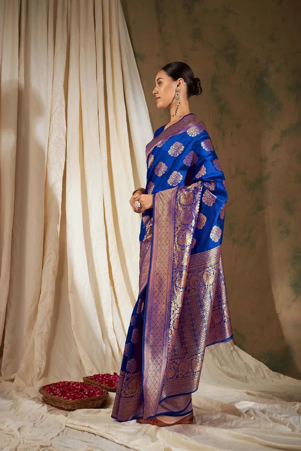 Blue_Art_Silk_Woven_Banarasi_Saree_With_Unstitched_Blouse_For_Women
