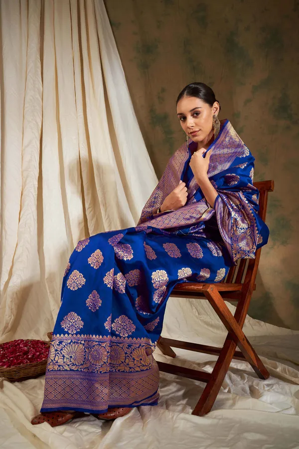 Blue_Art_Silk_Woven_Banarasi_Saree_With_Unstitched_Blouse_For_Women