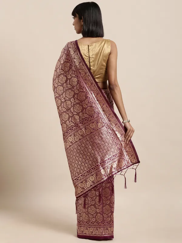 Maroon_Art_Silk_Woven_Banarasi_Saree_With_Unstitched_Blouse_For_Women