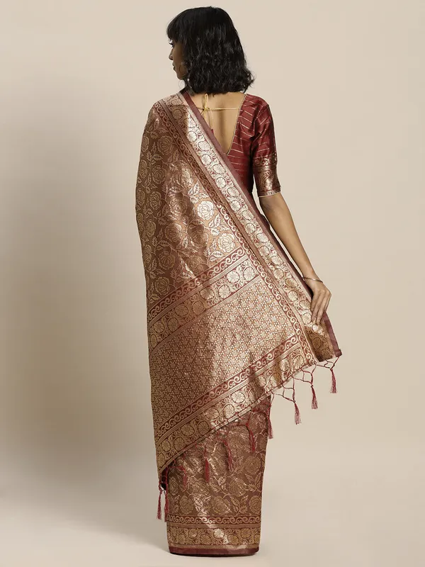 Maroon_Art_Silk_Woven_Banarasi_Saree_With_Unstitched_Blouse_For_Women
