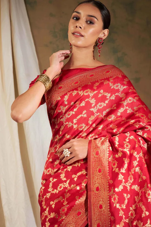 Brown_Art_Silk_Woven_Banarasi_Saree_With_Unstitched_Blouse_For_Women