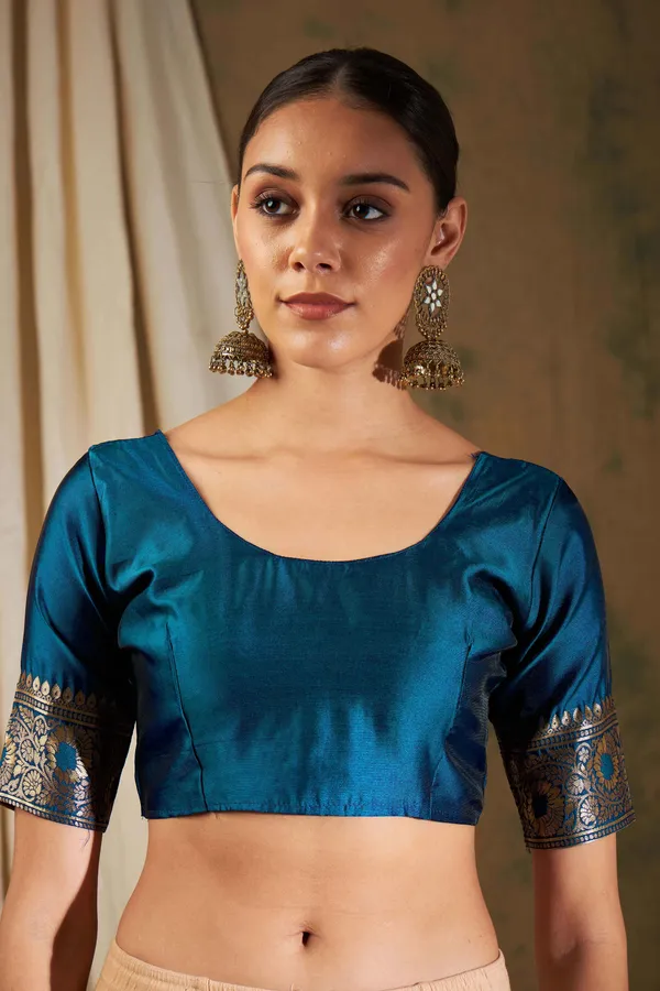 Blue_Art_Silk_Woven_Banarasi_Saree_With_Unstitched_Blouse_For_Women