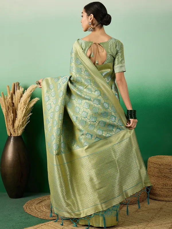 Blue_Art_Silk_Woven_Banarasi_Saree_With_Unstitched_Blouse_For_Women