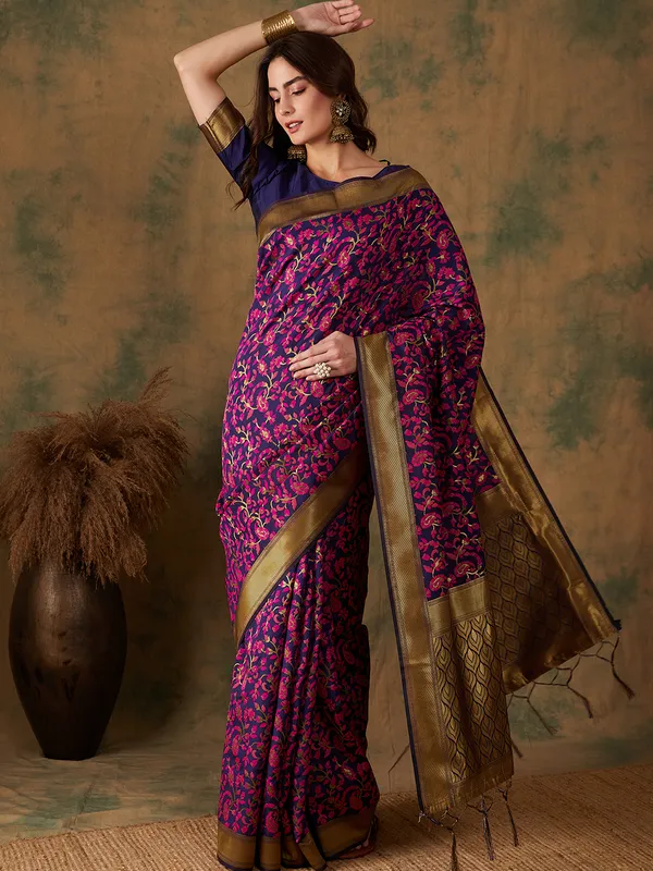 Multicolor_Art_Silk_Woven_Banarasi_Saree_With_Unstitched_Blouse_For_Women