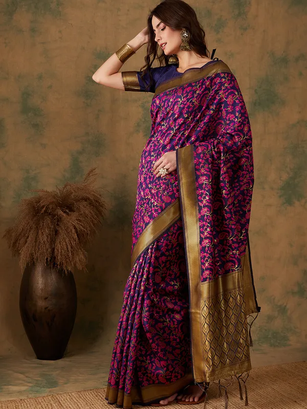 Multicolor_Art_Silk_Woven_Banarasi_Saree_With_Unstitched_Blouse_For_Women