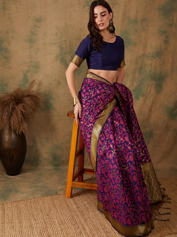 Multicolor_Art_Silk_Woven_Banarasi_Saree_With_Unstitched_Blouse_For_Women