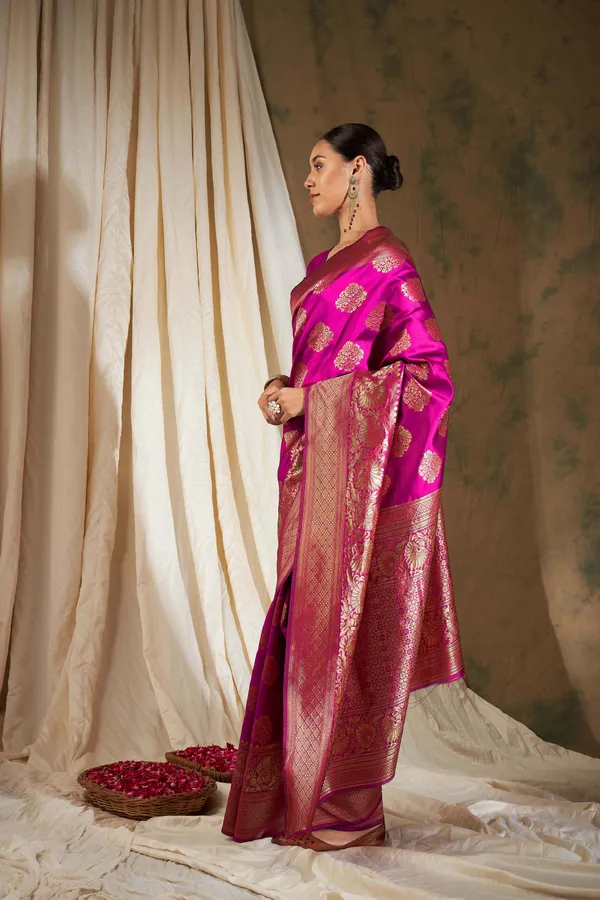 Pink_Art_Silk_Woven_Banarasi_Saree_With_Unstitched_Blouse_For_Women