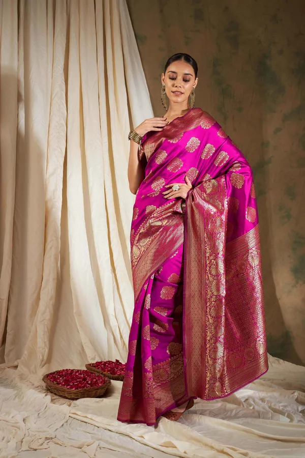 Pink_Art_Silk_Woven_Banarasi_Saree_With_Unstitched_Blouse_For_Women