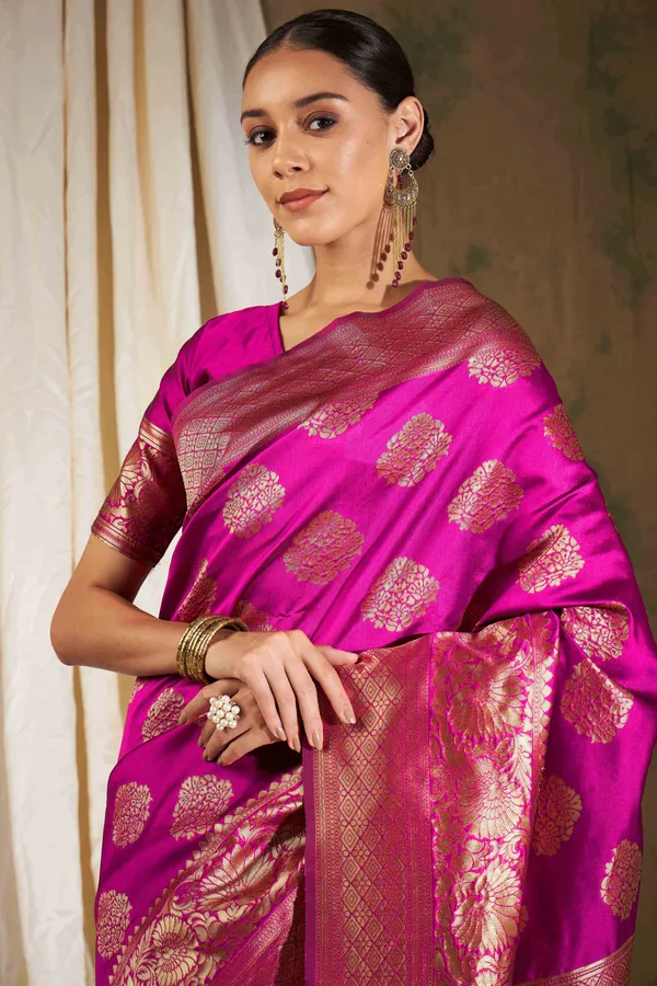 Pink_Art_Silk_Woven_Banarasi_Saree_With_Unstitched_Blouse_For_Women