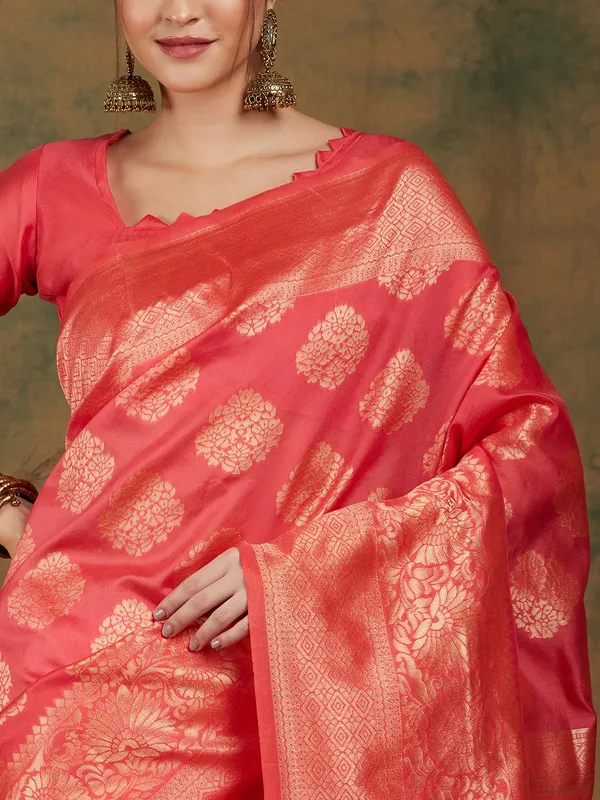 Brown_Art_Silk_Woven_Banarasi_Saree_With_Unstitched_Blouse_For_Women