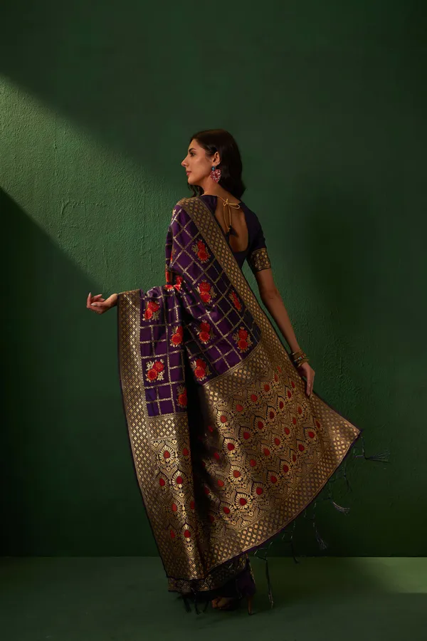 Purple_Art_Silk_Woven_Banarasi_Saree_With_Unstitched_Blouse_For_Women
