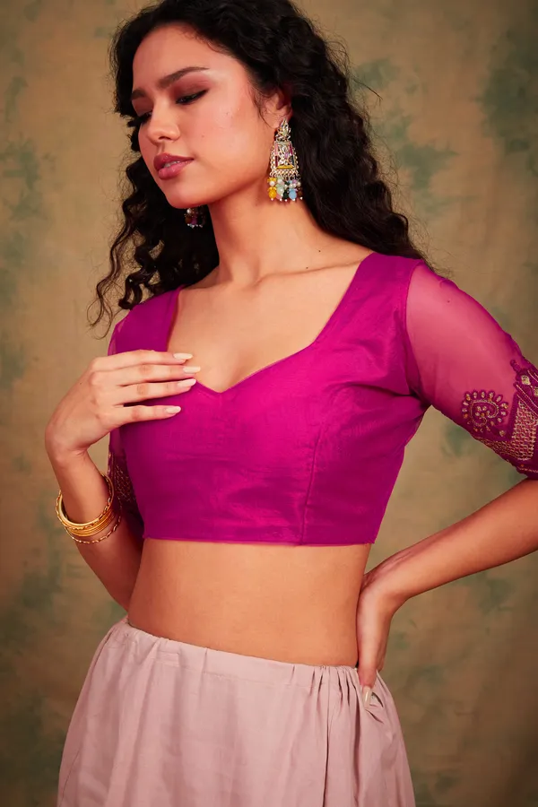Pink_Supernet_Embroidered_Banarasi_Saree_With_Unstitched_Blouse_For_Women
