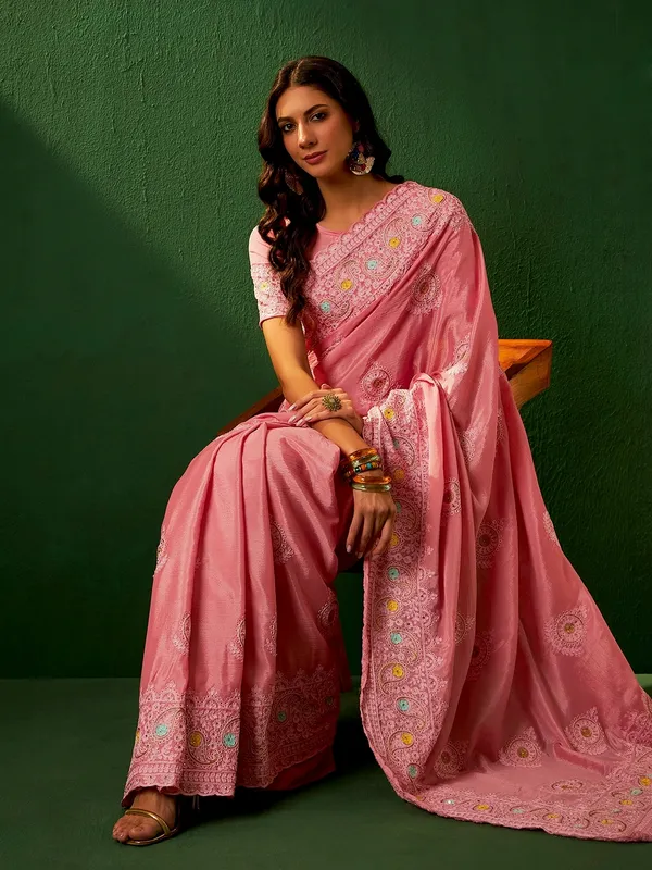 Pink_Cotton_Blend_Embroidered_Banarasi_Saree_With_Unstitched_Blouse_For_Women