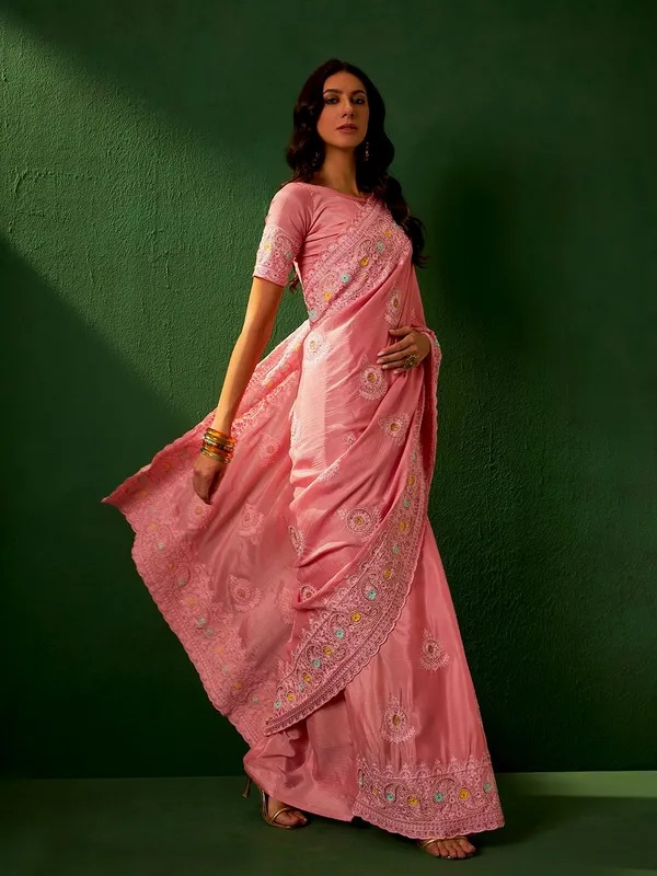 Pink_Cotton_Blend_Embroidered_Banarasi_Saree_With_Unstitched_Blouse_For_Women