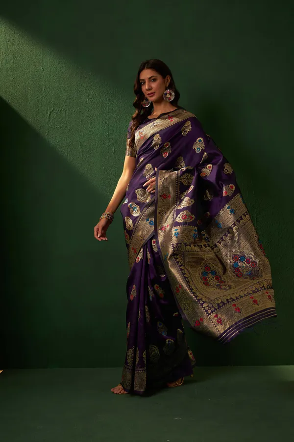 Purple_Art_Silk_Woven_Banarasi_Saree_With_Unstitched_Blouse_For_Women
