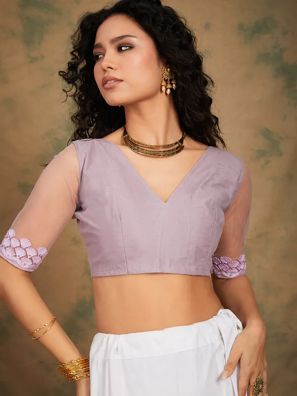 Purple_Supernet_Embroidered_Banarasi_Saree_With_Unstitched_Blouse_For_Women