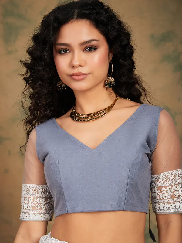 Grey_Supernet_Embroidered_Banarasi_Saree_With_Unstitched_Blouse_For_Women