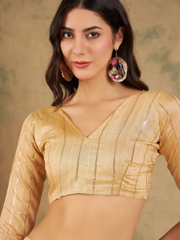 Beige_Organza_Woven_Banarasi_Saree_With_Unstitched_Blouse_For_Women