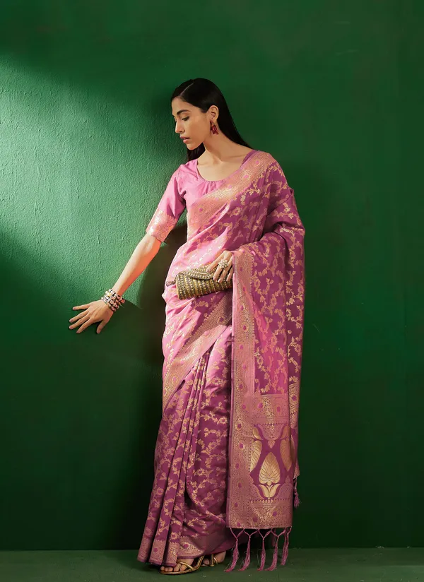 Pink_Art_Silk_Woven_Banarasi_Saree_With_Unstitched_Blouse_For_Women