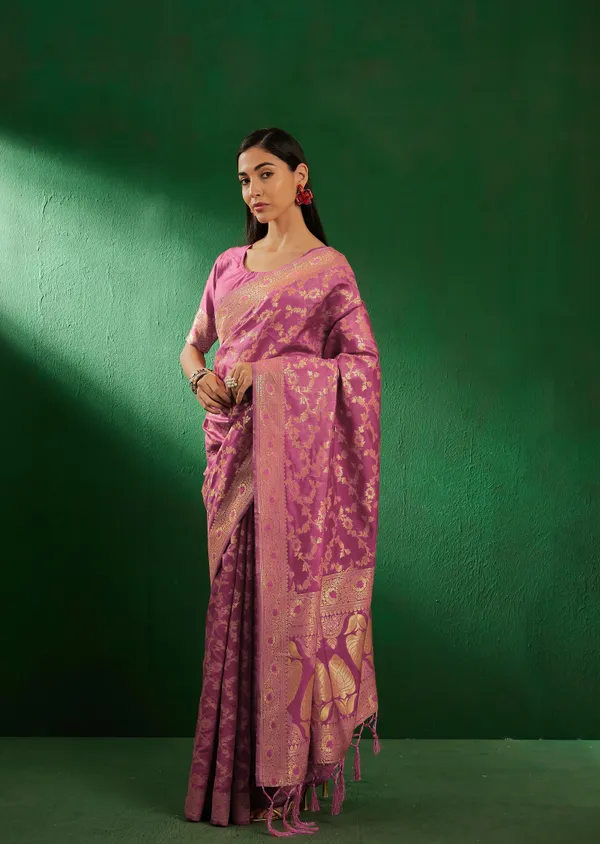 Pink_Art_Silk_Woven_Banarasi_Saree_With_Unstitched_Blouse_For_Women