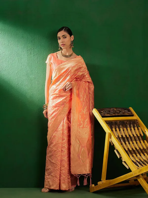 Brown_Art_Silk_Woven_Banarasi_Saree_With_Unstitched_Blouse_For_Women